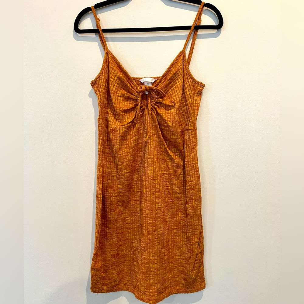 H&M Stretchy Knit Orange Sleeveless Dress With Keyhole Size L
